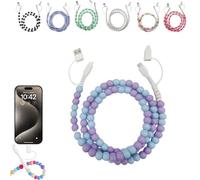 Generico 4-in-1 Beaded Charging Cord, Fast Phone Charger Cable 66W, Multi USB A to Type-C & iOS Cable, Anti-Tangle Design 3.3FT for Multi-device Use (B)