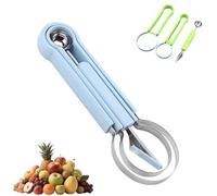 Generico 4 In 1 Fruit Carving Tools Knife Kit, Multifunctional Stainless Steel Melon Baller Scoop Set, Watermelon Cutter Kitchen Gadget, Fruit Sculpting and Western Food Prep (Blue)
