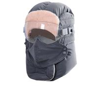 Generico 4 in 1 Hat with Mask Goggles, Waterproof Windproof Warmth Full Cover Balaclava, Winter Plush Lined Full Hood Ski cap