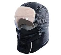 Generico 4 in 1 Hat with Mask Goggles, Waterproof Windproof Warmth Full Cover Balaclava, Winter Plush Lined Full Hood Ski cap