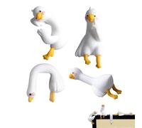 Generico 4 PCS Mini Resin Goose Figurine, Cute Goose Statue, 3D Craft Tiny Animal Figurine, Funny Monitor Decor,for Office Desk, Car Dashboard, Indoor Festival Decor (2 Sets)