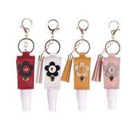 Generico 4 Pcs Portable Empty Bottle Keychain, 30ml/1oz Leather Refillable Travel Bottles, Mini Mist Case for Backpack (4pcs-A)