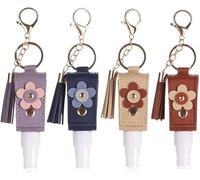 Generico 4 Pcs Portable Empty Bottle Keychain, 30ml/1oz Leather Refillable Travel Bottles, Mini Mist Case for Backpack (4pcs-C)