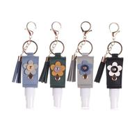 Generico 4 Pcs Portable Empty Bottle Keychain, 30ml/1oz Leather Refillable Travel Bottles, Mini Mist Case for Backpack (4pcs-B)