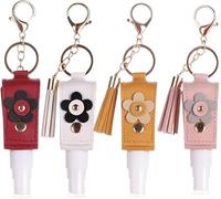 Generico 4 Pcs Portable Empty Bottle Keychain, 30ml/1oz Leather Refillable Travel Bottles, Mini Mist Case for Backpack (4pcs-A)