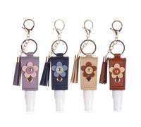 Generico 4 Pcs Portable Empty Bottle Keychain, 30ml/1oz Leather Refillable Travel Bottles, Mini Mist Case for Backpack (4pcs-C)