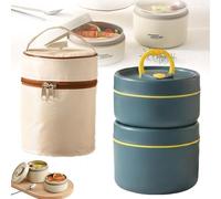 Generico 4 Pcs Portable Insulated Lunch Container Set with Bag, Portable Insulated Lunch Container Set, Separate Stackable Stainless Steel Food Containers for Work Picnic Camping (Blue,2Pcs)