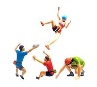 Generico 4 Pezzi 1/64 Piccole Figure di Arrampicata su Roccia Modello in Resina Scalatore Treno Ferrovia Micro Paesaggio Layout Diorama Decorazione da Scrivani