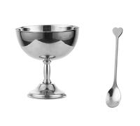 Generico 4 pezzi/2 set di tazze da dessert in acciaio inossidabile 304 for budino, latte, gelatina, gelato, insalata, piatto frutta