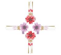 Generico 4 Pezzi Clip Capelli Fiore Cinese Tradizionale e Giapponese Fermagli Hanfu Kimono con Nappa Accessori per Bambine e Ragazze per Costume e Feste Rosso