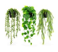 Generico 4 Pezzi Piante Artificiali Sospese con Vaso - Pianta Finta Cadente Decorativa da Interno - Verde Ornamentale Pensile per Casa, Balcone, Ufficio e Arredo Moderno