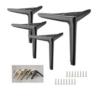 Generico 4 Pezzi Piedini per Mobili, 10cm-20cm Gambe per Tavolo in Acciaio Inossidabile, Gambe per Mobili per Armadietto,Divano,Tavolo,Letto,Zoccolo Cucina con Pad Antiscivolo e Viti(Black,4in(10cm))