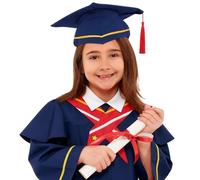 Generico 4 Pezzi Set toga laurea bambino Toga e Tocco per Bambini Costume da Laureato Kit Completo Graduazione 2-12 Anni con Stola Cappello Nappina 2026 Abito Diploma Asilo Scuola Materna Primaria