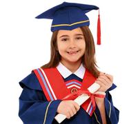 Generico 4 Pezzi Set toga laurea bambino Toga e Tocco per Bambini Costume da Laureato Kit Completo Graduazione 2-12 Anni con Stola Cappello Nappina 2026 Abito Diploma Asilo Scuola Materna Primaria