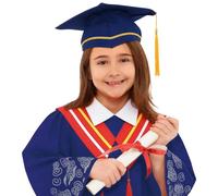Generico 4 Pezzi Set toga laurea bambino Toga e Tocco per Bambini Costume da Laureato Kit Completo Graduazione 2-12 Anni con Stola Cappello Nappina 2026 Abito Diploma Asilo Scuola Materna Primaria