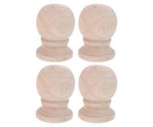 Generico 4 Pezzi Staircase Finials in Legno Massello, Colonna Rotonda con Decorazione a Zucca e Dettagli Intagliati per Scale Dritte in Aree Commerciali