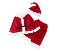 Generico 4 Pezzi Vestito Natale Neonato Babbo Costume di Natalizi con Cappotti Pantaloni Cappello e Cintura Neonato My First Christmas Natale Regalo Bambino Ragazzi Babbo (18-24 Months)