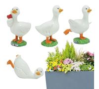 Generico 4-Piece Animal Figurine Pot Decoration - Garden Sculptures Statues - Small Duck Yard Decor For Indoor Outdoor Garden Patio Pathway Backyard Pool Porch Landscape