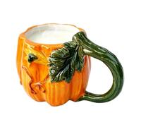 Generico 450ml Embossed Ceramic Pumpkin Mug - Fall Thanksgiving Coffee Cup | 15 oz (450ml) Capacity, 5.47x3.54 Inch Size, 350g Handcrafted Ceramic with Ergonomic Handle, Autumn Harvest Design
