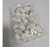 Generico 48 Fiorellini ROSELLINE Bianco con Strass Circa 1 cm Diametro per BOMBONIERE SPOSI Comunione Battesimo Effetto Raso Lux