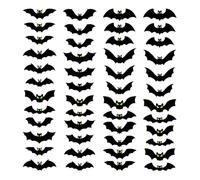 Generico 48 Pieces Luminous Black Bats Halloween Wall Stickers Set | Luminous Eyes Black Bats Halloween Wall Decals 48 Pieces // 48 Pieces Luminous Black Bats Halloween Wall Stickers Set