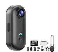 Generico 4K Mini Action Camera 128GB,Thumb Action Camera, The Snap Cam, Body Camera, 4KHD/170° Wide Angle, 6 Fixing Methods, for Cycling, Motorcycle, Pet Walking(Black)