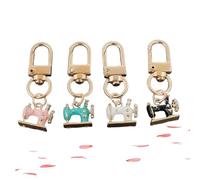 Generico 4PC Mini Sewing Machine Keychains - A Stitch of Memory & Meaning Vintage Miniature Enamel Metal Sewing Machine Keychain (A)