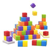 Generico 5. 30/50/100 pz Confezione di blocchi da costruzione per bambini, cubetti di impilamento in legno, giocattolo in legno quadrato per apprendimento a colori per bambini