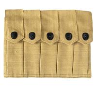 Generico 5 Cell Mag Pouch SMG 20rd Magazine USGI WW2 Reproduction Canvas Pistol Belt Thompson Pouch Holder-Khaki