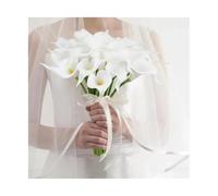Generico 5 fiori artificiali di calla bianca per bouquet da sposa, decorazione da tavolo per la casa(WHITE)
