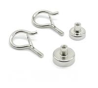 Generico 5 ganci magnetici potenti al neodimio con anello magnetico in metallo gancio curvo, compatibili for appendere, frigorifero, parete, chiave(Silver 5pcs D18mm)