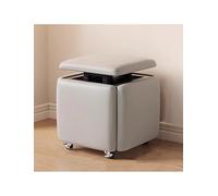 Generico 5 in 1 Nesting Ottoman Cube Chair, Movable Stackable Stools with Wheels, Square Leather Foot Stool for Living Room Dining Room(Gray,PU_35X36CM)