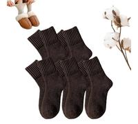 Generico 5 Pairs Women's Solid Mid-Calf Socks, Winter Thicker Boots Socks Thick Warm Cozy, Cotton Soft Breathable Elasticity (Dark Brown)