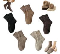 Generico 5 Pairs Womens Solid Mid Calf Socks,Winter Thicker Warm Boots Socks,Full Cushioned Cozy Soft Cotton Thermal Knit Sock (Mix)