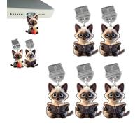Generico 5 Pcs Cute Cat Shaped Phone Plug for Most iPhone & Type-C,Adorable 2D Flat Acrylic Charging Port Cover,Stylish Cat Shape Port Cap Protector Decoration (Style A, for Type-C)