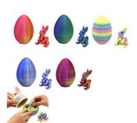 Generico 5 Pezzi di Giocattolo Fidget a Forma di Uovo di Coniglio con Stampa 3D, bomboniere a Sorpresa con Coniglietto all'Interno, Set di Uova di Pasqua, Regalo di Pasqua per Bambini (5 Pezzo-A)