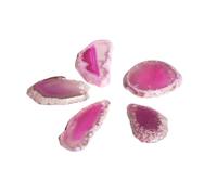 Generico 5 pezzi di pietra naturale grezza affettata di agata paesaggio - ciondolo a forma di carillon di vento colorato fai da te, agata non porosa for artigianato(Hole-RoseRed,30-45mm)