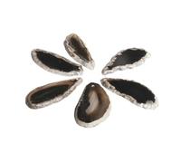 Generico 5 pezzi di pietra naturale grezza affettata di agata paesaggio - ciondolo a forma di carillon di vento colorato fai da te, agata non porosa for artigianato(Hole-Black,Within 25mm)