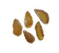 Generico 5 pezzi di pietra naturale grezza affettata di agata paesaggio - ciondolo a forma di carillon di vento colorato fai da te, agata non porosa for artigianato(Nohole-yellow,Greater than45mm)