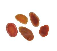 Generico 5 pezzi di pietra naturale grezza affettata di agata paesaggio - ciondolo a forma di carillon di vento colorato fai da te, agata non porosa for artigianato(Agate Red,30-45mm)