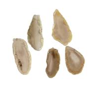 Generico 5 pezzi di pietra naturale grezza affettata di agata paesaggio - ciondolo a forma di carillon di vento colorato fai da te, agata non porosa for artigianato(Nohole-Gray,30-45mm)