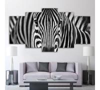 Generico 5 Pezzi Stampa su Tela Armonia in contrasto Prospettiva di zebre Minimalista Pittura Quadro Moderno Soggiorno Camera da Letto Decorazioni Parete