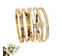 Generico 5-Piece Elegant Stainless Steel Bracelet Set, 2026 New Repertoireof Bracelet Set, Fashionable Classic Design, Gold Bead Bracelets, for Men and Women (Gold)