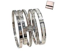 Generico 5-Piece Elegant Stainless Steel Bracelet Set, Fashionable Classic Design, Stackable Bracelets, With Exquisite Packaging Box, Perfect for Everyday Use And Festive Gifting (Silver)