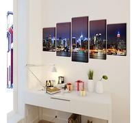 Generico 5 pz Set Stampa su Tela da Muro Panorama New York a Colori 100 x 50 cm,Multicolore,3.1kg,241550