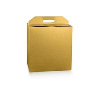 Generico 5 scatole oro dorate robuste strenne natalizie cristal cesti natale porta panettone bottiglia in cartone accoppiato e maniglia esterna cm.28X20X35h ORO
