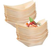 Generico 50 100 200 barchette finger food monouso in legno di pino 11x5,5cm - ciotoline per aperitivo naturale pagoda - ciotole stuzzichini aperitivo (50 pezzi)