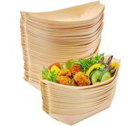 Generico 50 100 200 barchette finger food monouso in legno di pino 22,5X11cm - ciotoline per aperitivo naturale pagoda - ciotole stuzzichini aperitivo (100 pezzi)