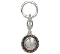 Generico 50.500.31 026BASROS portachiave tondo merletto smaltato rosso beata vergine madre maria di loreto e basilica di loreto argento
