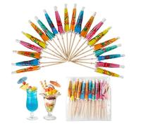 Generico 50 Pack Mini Paper Drink Umbrellas - Multi-Coloured Cocktail Parasol Toothpicks | Tropical Hawaiian Party Decorations | Accessories for Tiki Bar, Summer BBQ, Drinks, Cake & Dessert